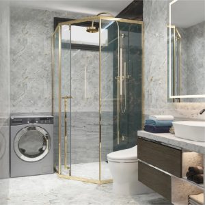 Mẫu Phòng Tắm Nhôm Kính Mạ Vàng Đẹp
